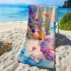 Marine Shell Flower Pattern Polyester Microfiber Beach Towel Is Highly Absorbent, Suitable for Swimming and Beach Outings