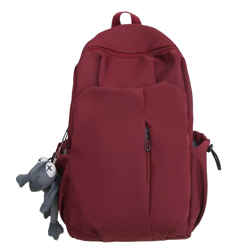 Fashion Trendy Cool Simple Pleated Solid Color Large Capacity Student Schoolbag New Junior High School High School Backpack