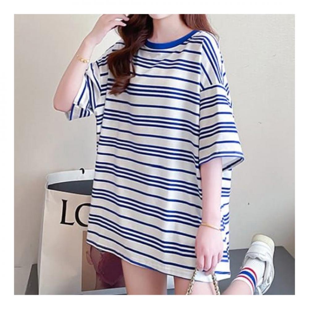 Navava Casual STriped Loose FiT ShorT Sleeve T shirT nT1892