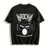 Rock Style Drum Kit Graphic Casual Short Sleeve T-Shirt Pure Cotton T-shirt
