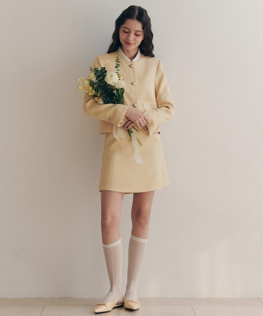 Zero Street [4 Colors] Creamy Tweed Skirt