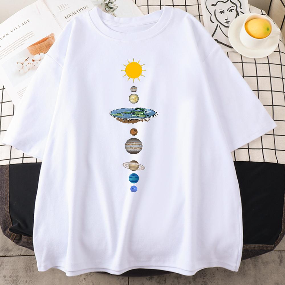 Cosmic Solar System Planets Print Short Sleeve Men Street Casual Tee Clothing Loose Breathable T Shirt Male Summer Cotton Tops