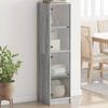 Vidaxl Cabinet With Glass Doors, Sonoma Oak Grey, 35X37X142 Cm