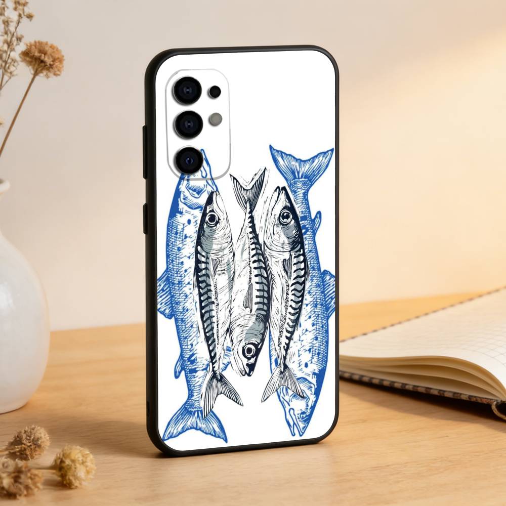 Coque de téléphone Art Poisson Sardines Silicone Souple Noir Pour Samsung S25,S24,S21,S22,S23,S30,Ultra,S20,Plus,Fe,Lite