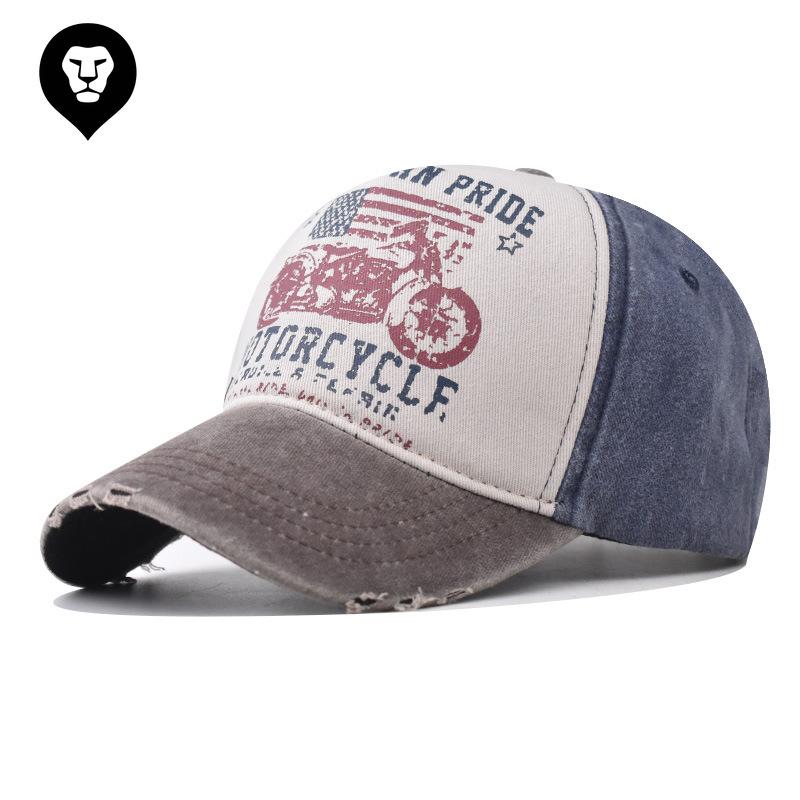 Cotton Washed Baseball Cap Men's and Women's Korean Cap Motorcycle Printing Outdoor Cowboy Hat Washed Old Hat