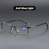 Multifocal Photochromic Presbyopia Glasses Stylish Square-frame Metal Business Eyewear Blue Light-blocking Reading Glasses