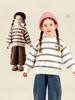 Tongbei 2025 Winter Girls' Striped Knitted Sweater - Cute, Casual, and Warm