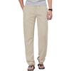 Pantaloni da uomo in cotone e lino con coulisse, vita elastica, pantaloni da jogging casual, pantaloni da yoga, pantaloni da spiaggia, larghi e larghi, da uomo
