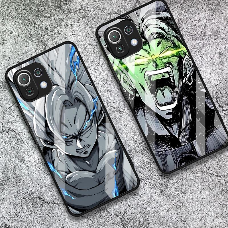 Coque de téléphone en verre pour Xiaomi mi Note 10 10 Pro 12T 11T 13 11 Lite 12X 12 14 10T Anime D-ragonS B-allS