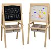 Children's Easel Board Double-sided Whiteboard Chalk Blackboard Paper Roll 58 X 50.5 X 109 Cm Natural