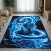 Blue Electric Dragon Fantasy Art Crystal Velvet Rug Game Room Decor Epic Mythical Creature Living Room Floor MatUniqueHomeCarpet