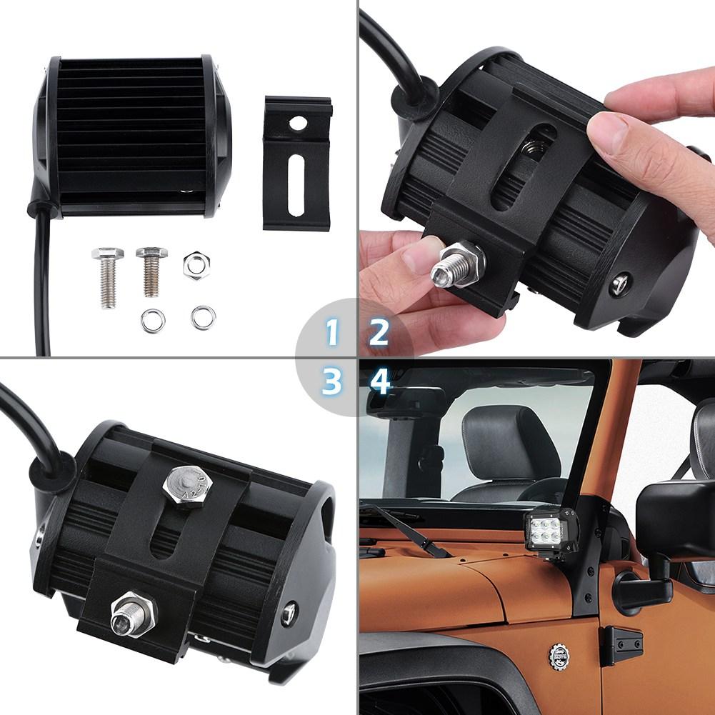 LED Pods Lichtleiste,EBTOOLS 2 Stück 4  18W Flutlicht Off Road Licht mit 15A Sicherung 40A Relais Kabelbaum