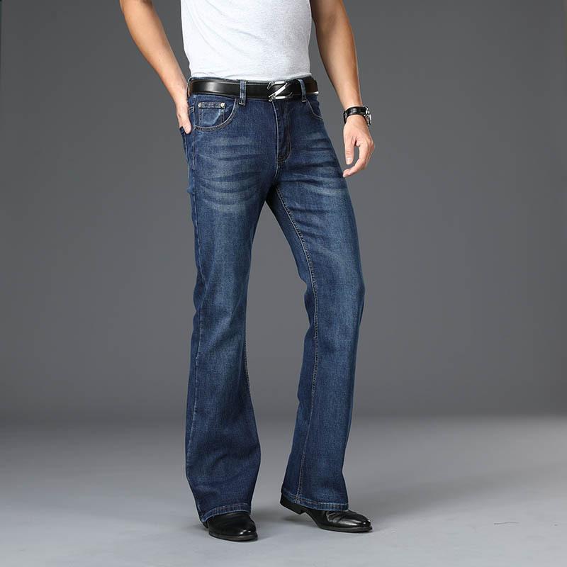 Utsvängda jeans för herr Boot Cut Ben Utsvängda Man Designer Klassiska jeans jeans Hög midja Stretch Lös utsvängd jeans Mörkblå jeans
