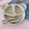 Baby Bowl Spoon Fork Sets Feeding Tableware Cartoon Bear Kids Plates Baby Eating Dinnerware Set Anti-Heat Training Plates