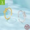 S925 Sterling Silver Bow Plain Ring, Gentle Lady Temperament Open Ring Jewelry