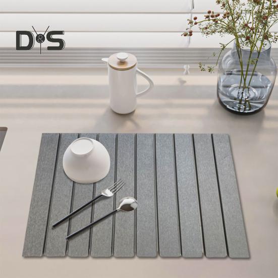 Kitchen Countertop Drying Mat Quick Dry Diatomaceous Earth Water Absorbent Pad Collapsible Dish Bowl Bottle Cup Holder Diatomite Mat