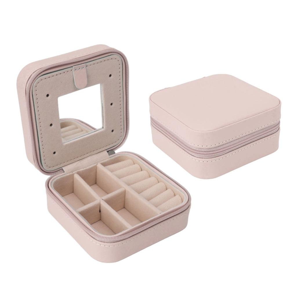 Earrings Storage Multifunctional Jewelry Storage Case With Mirror Leather Jewelry Box Portable Elegant Jewel Holder Travel Use