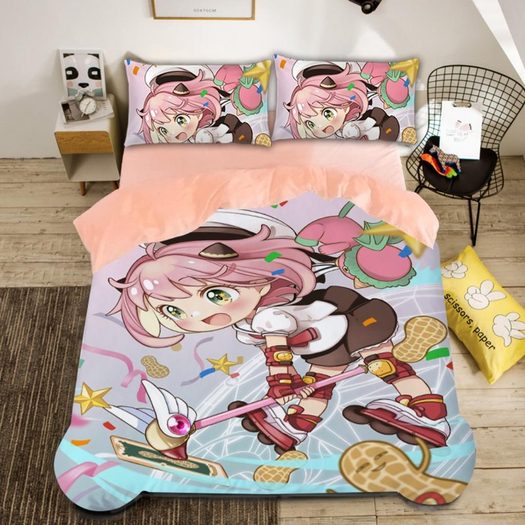 Spy X Family Bedding CollectionSpy Funny Anya Duvet Cover Anime Quilt Cover With Pillowcase SingleDoubleQueenKing