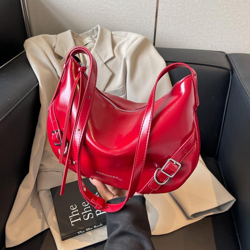Simple Large Capacity Tote Bag for Women Trendy Niche Versatile Wine Red One Shoulder Messenger Bags Lady Travel Shopping Wallet