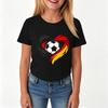 Girls Casual Short Sleeve Crew Neck T Shirt with Soccer Ball and Heart Print Suitable for Everyday Wear and Outdoor Activities