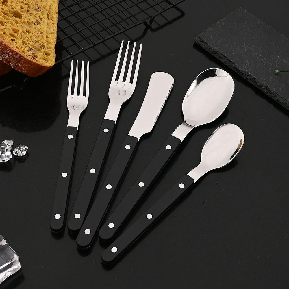 20Pcs Cutlery Set Acrylic Handle Tableware Knife Fork Set Stainless Steels Green Silver Western Dinnerware Home Kitchen Flatware