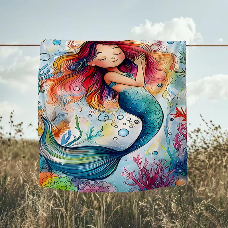 1PC Custom Name Mermaid Dreams Colorful Sea outdooor Flannel blankets Throw Blanket All-Season Throw Gift Bedspread for Couch, Bed, Camping Holiday Bi