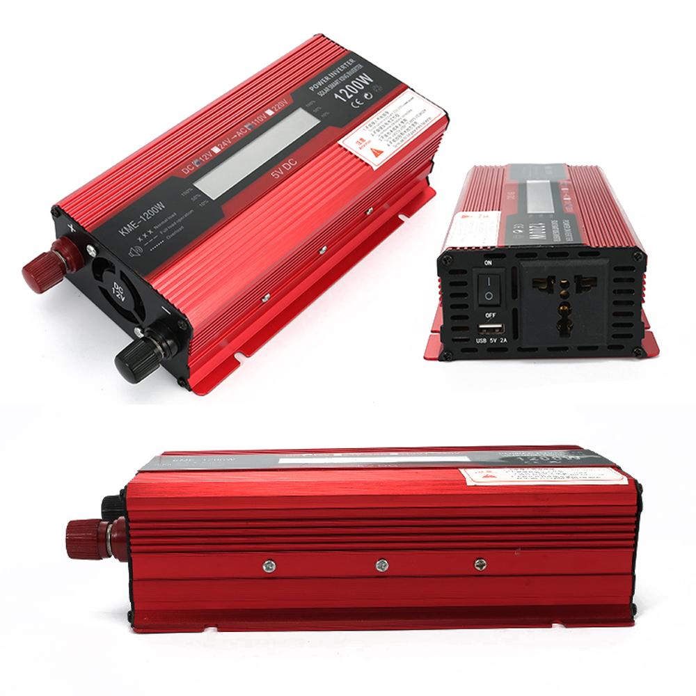 1200W Car Power Inverter 12V To 220V AC Converter Solar Inverter LCD Digital Modified Sinewave