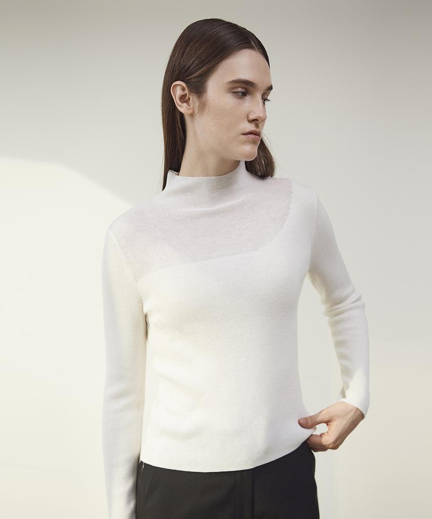 Ssikeoseun High Neck Knit Top - Ivory