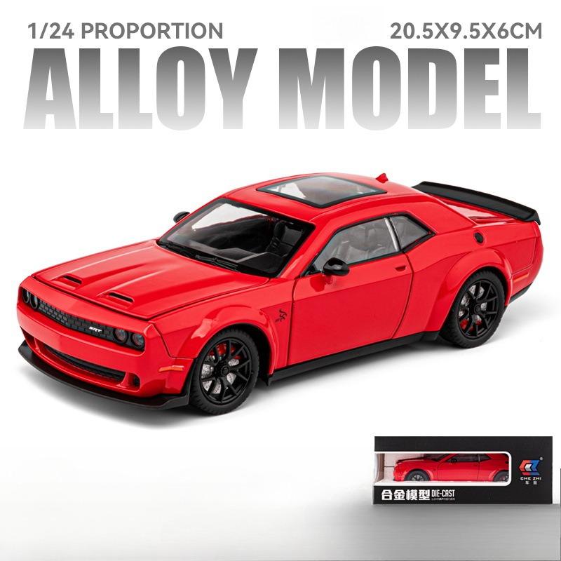 1/24 Dodge Challenger Hellcat Toy Car Die Cast Metel Cars Toy Pull Back Hellcat Model Cars with Sound and Light Hellc for Kids