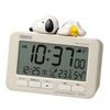 RHYTHM Snoopy Alarm Clock Digital Radio Clock 3D Figure Electronic Sound Alarm Thermometer Hygrometer Calendar Beige X 12 X 8RZ235MS38 (Snooze