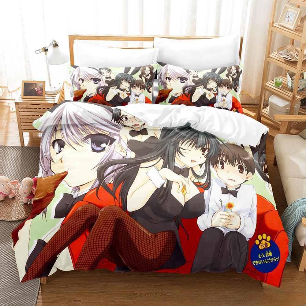 3D Printing Anime Kawaii Girls Kanokon Bedding Set Single Twin Full Queen King Size Bed Set Adult Kid Bedroom Duvet cover Sets