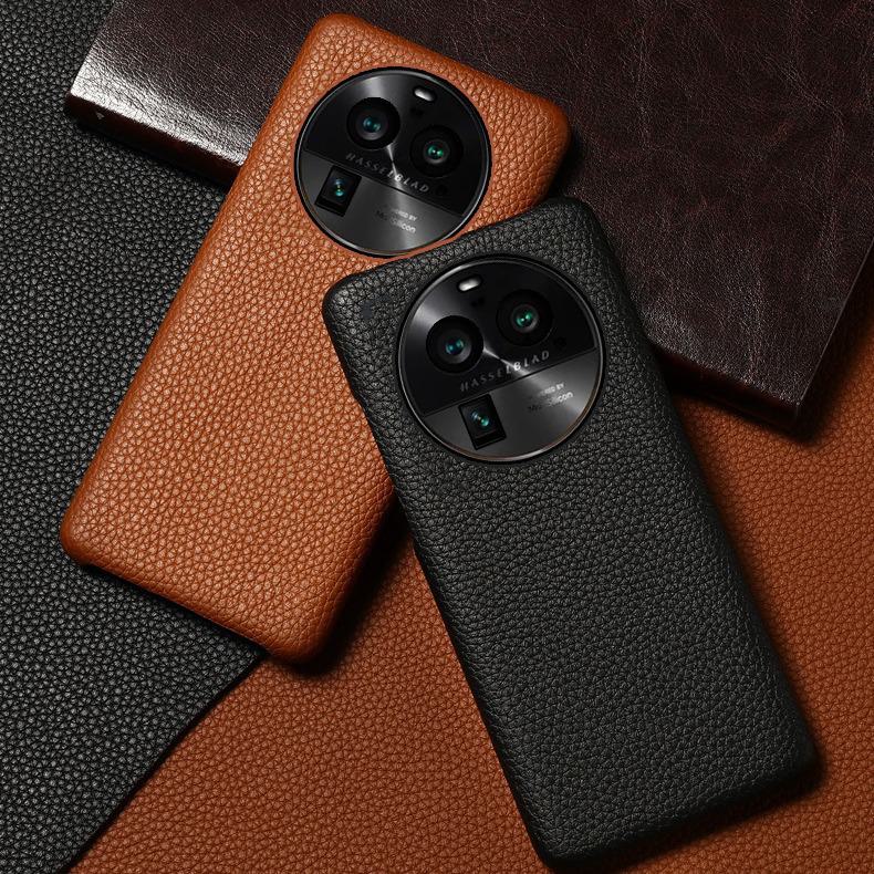 OPPO A58/A58x/A83/A72 Genuine Leather Half Cover Case with Cowhide Litchi Pattern