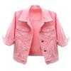 Korean Slim Mid-Sleeve Denim Jacket – Women's Short Three-Quarter Sleeve Shawl Top