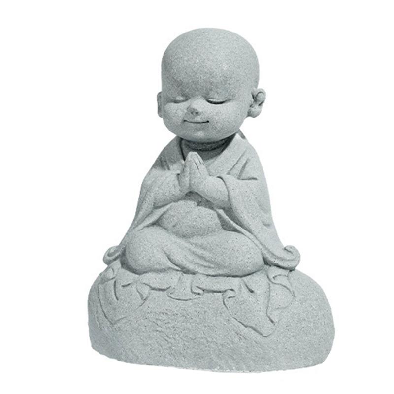 Peaceful Buddhist Stone Carving Sculpture Decorative Buddhism Statue For Office Desk Garden Arrangement