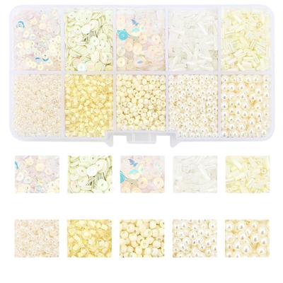EZ PEACH Glass Seed Colorful Small Round Seed Beads Clear Small DIY Craft Jewelry Handmade Accessory Approximately 1500 and Monochrome Beads, 10-Color