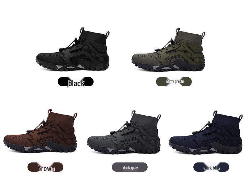 Unisex Cross-Border High-Top Fly-Knit Outdoor Cycling, Running, and Hiking Shoes – Breathable for Climbing and Off-Road Adventures.