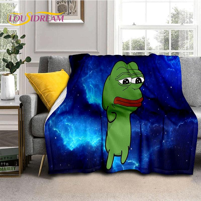 3D Cartoon Pepe The Frog Face HD Soft Flannel Blankets,Throw Blanket Comfortable Blanket for Picnic Beds Sofa Home Bedroom Gifts
