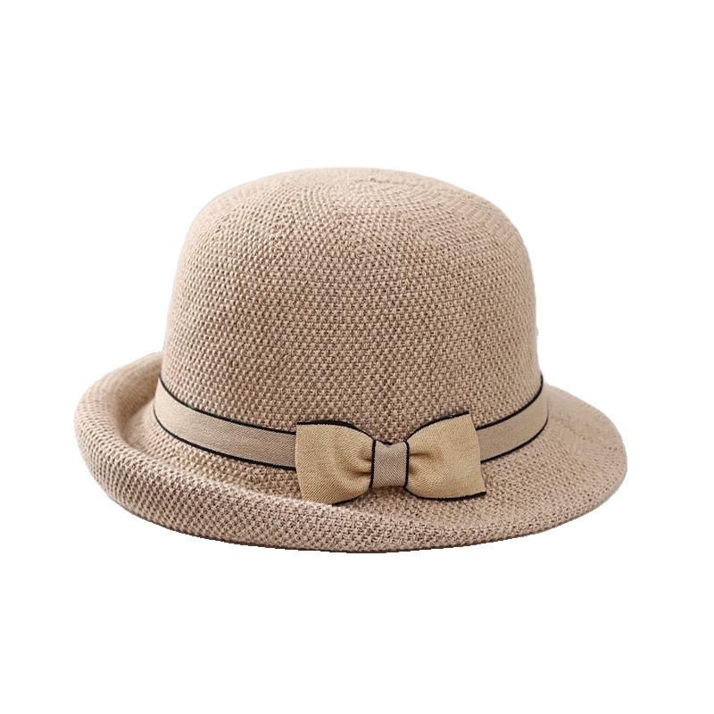 Summer Sun Hat For Women With Short Brim And Bow Knot For Outdoor Sun Protection