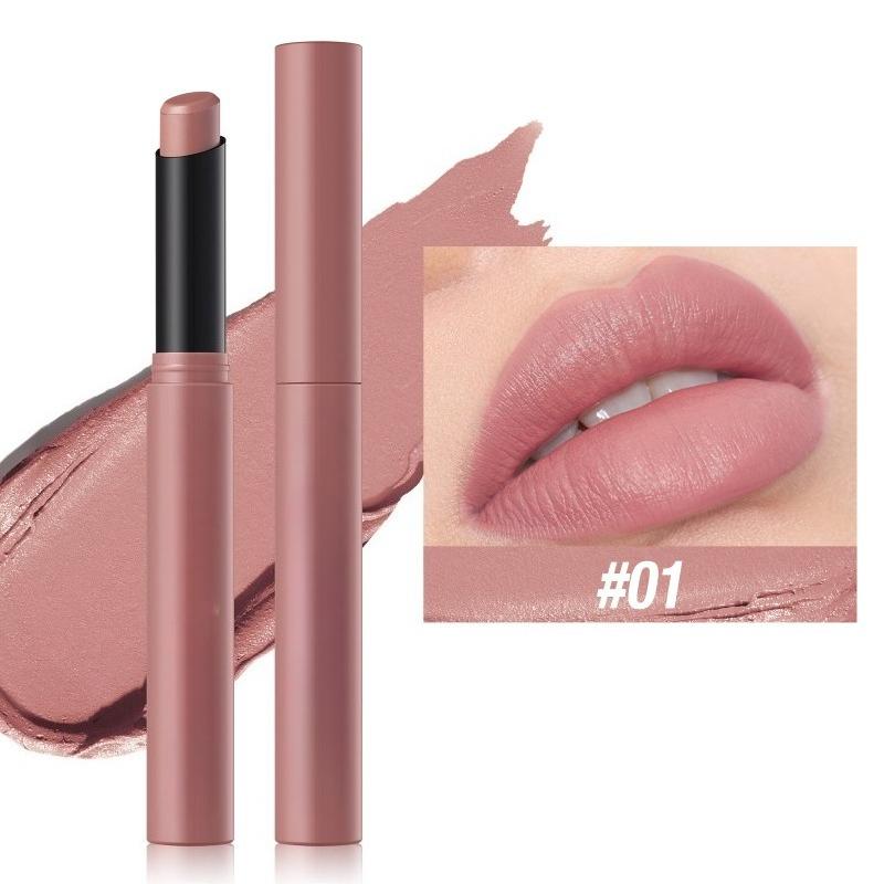 Matte Lipstick Non-Stick Cup Long-Lasting Velvet Finish Lipstick Pen Smooth Matte Lip Color Waterproof Non-Fading 12 Colors Nude
