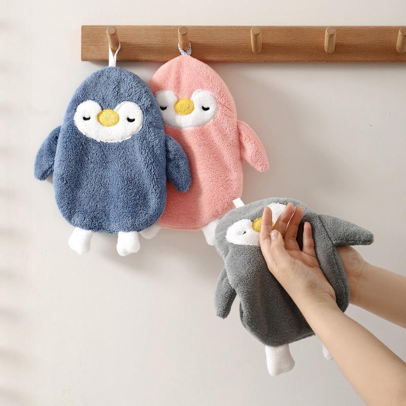 Rukavníky Coral Fleece Závesný uterák Absorpčné uteráky Detské rukavníky Roztomilé uteráky Tučniakovacie uteráky