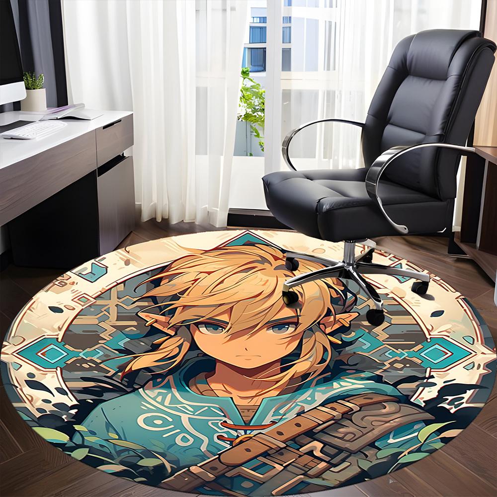 1pc The Legend of Office Round Area Rug, Under Office Chairs Bedroom Living Room Home Decor, Room Decoa1016209