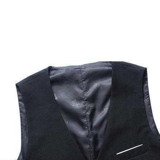 Men Suit Vest V-Neck Sleeveless Single Breasted Slim Fit Business Waistcoat Solid