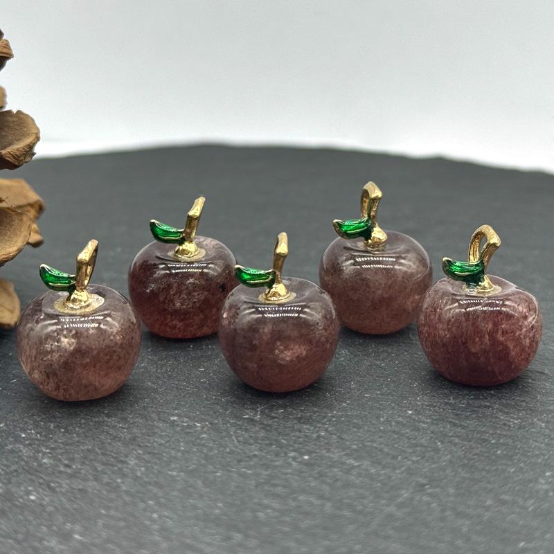 Apple Pendant Natural Stone Crystal Agate Amethyst Rose Quartz DIY Necklace Earrings Accessories
