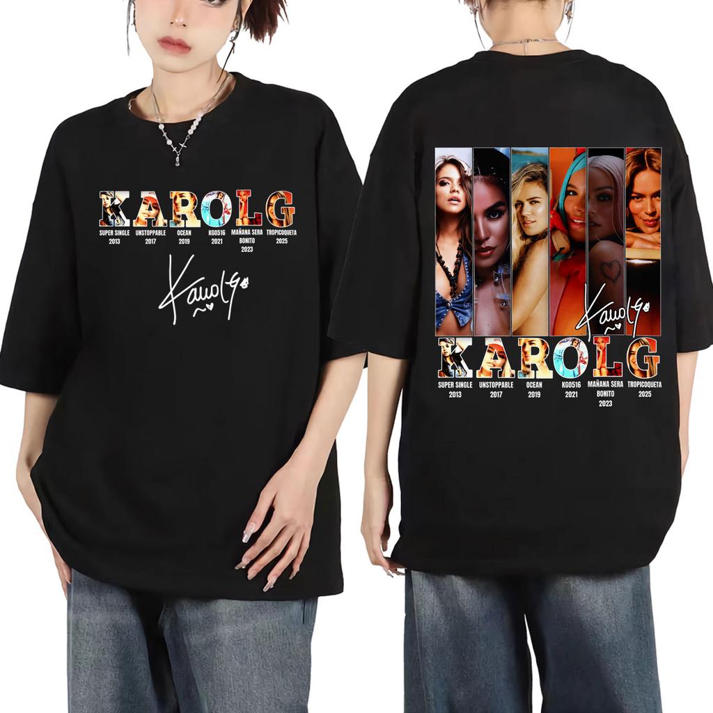 Singer Karol G Album Merch T-shirts Men Women Clothing Fashion Y2k Aesthetic T-shirt High Quality Cotton Short Sleeve T Shirts