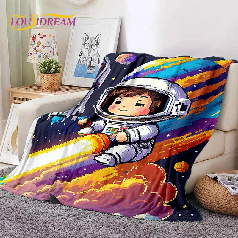 Astronaut Universe Spaceman Outer Space Cartoon Soft Flannel Blanket for Beds Bedroom Sofa Picnic,Throw Blanket Outdoors Leisure