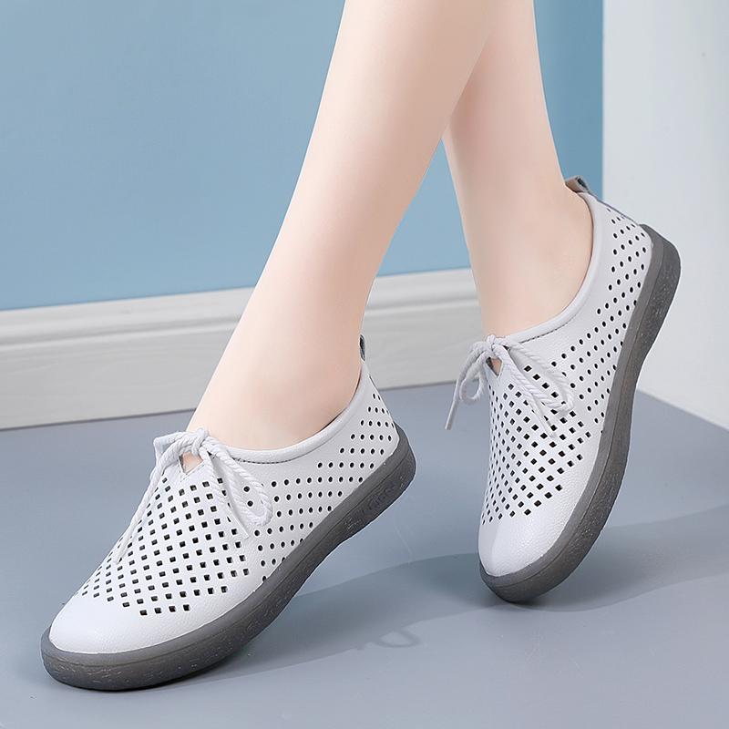 Women's Breathable Leather Fashion Flats Shoes 35-41
