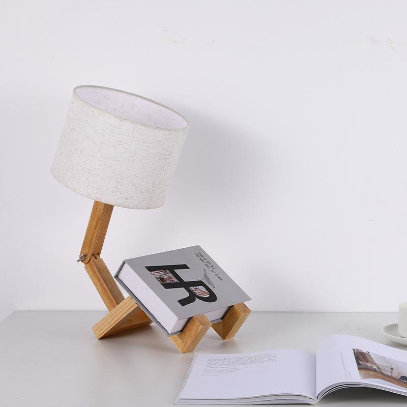 Massivholz-Roboter-kreative Schreibtischlampe, Schlafzimmer-Nachttischlampe