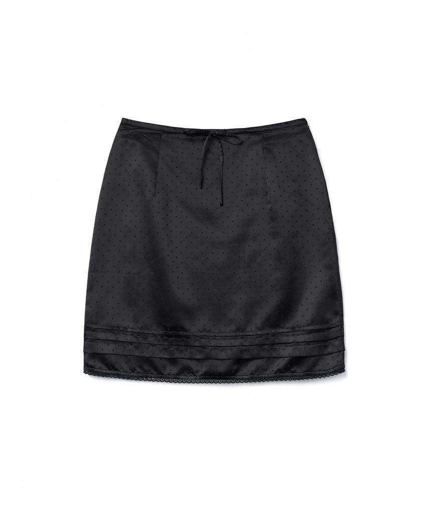 Tudment Satin Dot Midi Skirt_Black