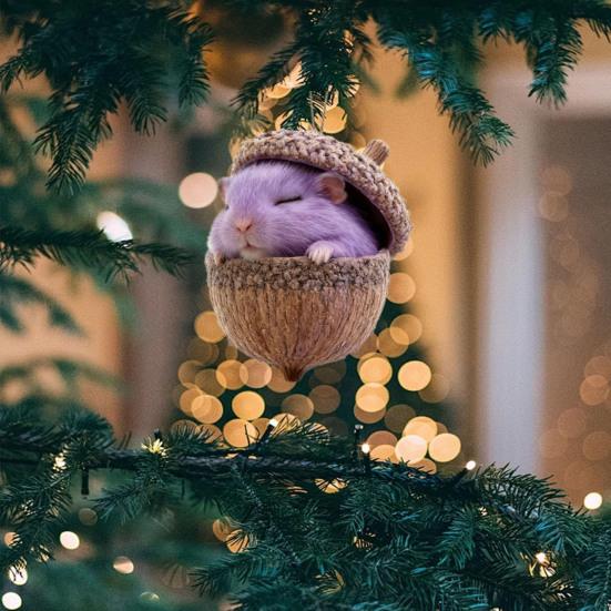 Pine Cone Animal Charm Easy To Hang Acrylic Christmas Hanging Decoration with Festive Theme Bright Color Animal Ornament