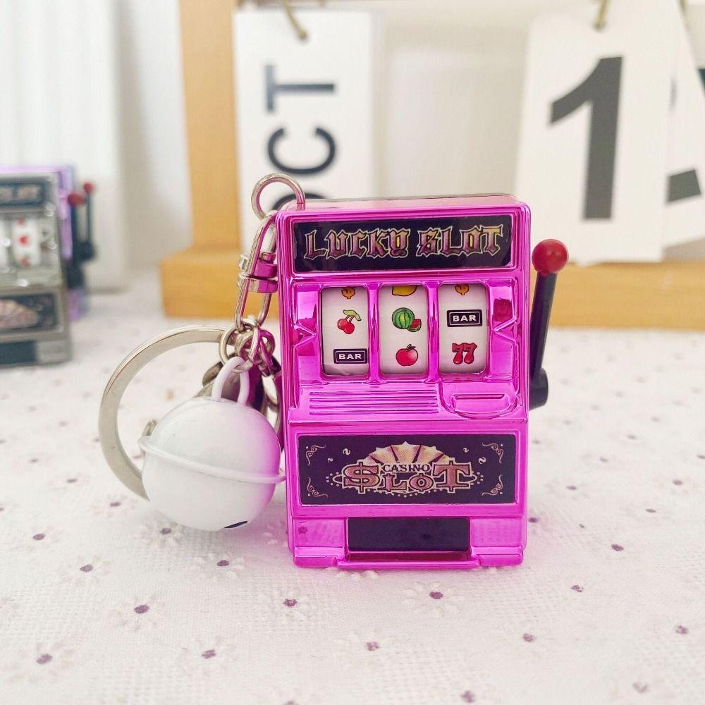 Mini Gambling Slot Machine Key Chains Pocket Fruit Lucky Jackpot Gadget Antistress Toys Funny Games Keychain